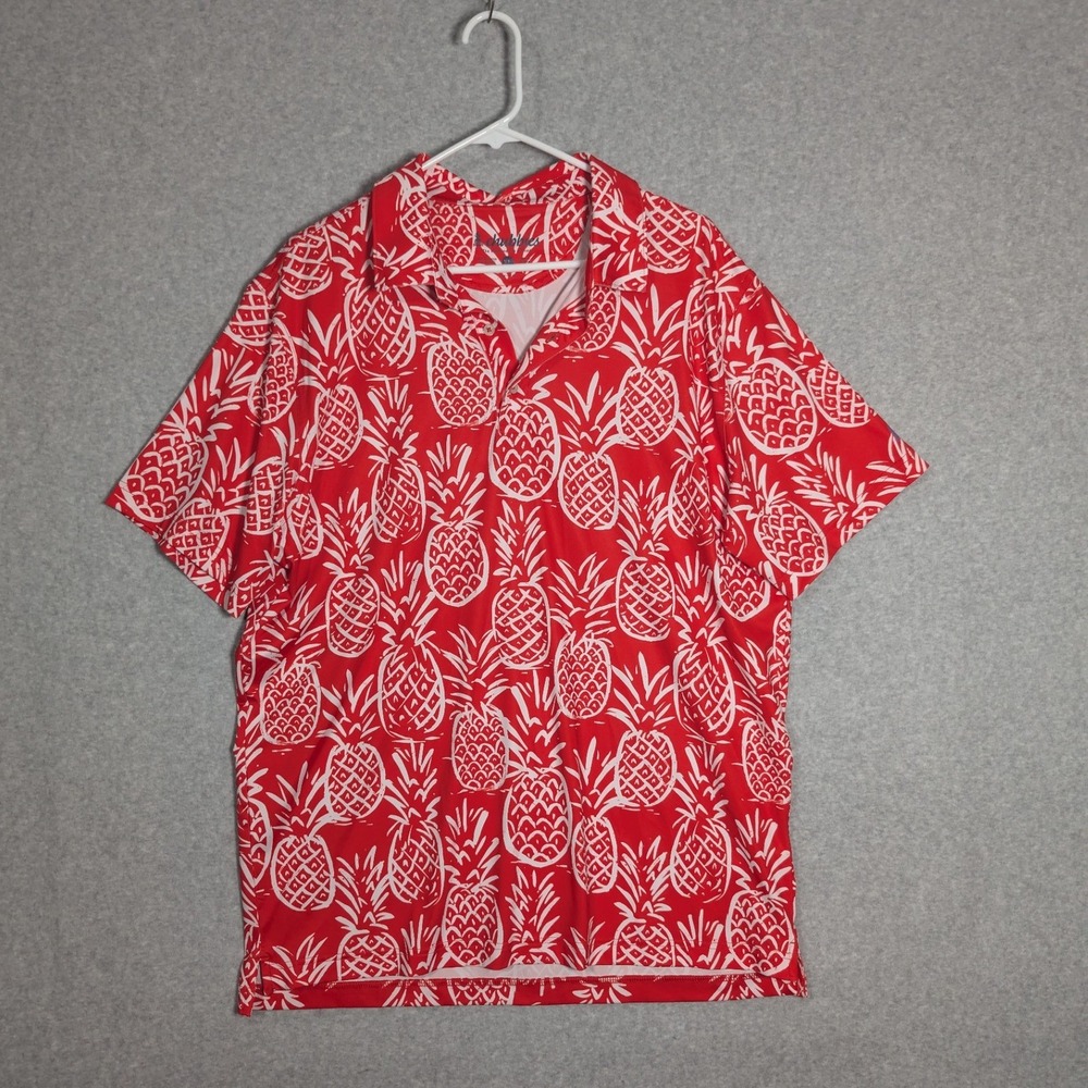 Chubbies Mens XL The Weekend Has Arrived Polo Shirt Red Pineapple Performance